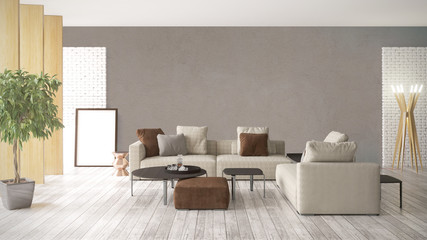 Modern bright interior . 3D rendering