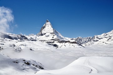Fototapeta na wymiar Matterhorn, Snow, Mountain, Switzerland, Europe