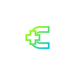 Letter C cross plus logo,Medical healthcare hospital Logotype