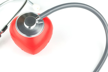 heart and stethoscope on white background