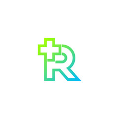 Obraz premium Letter R cross plus logo,Medical healthcare hospital Logotype