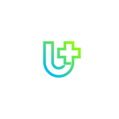 Obraz premium Letter U cross plus logo,Medical healthcare hospital Logotype