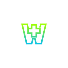 Letter W cross plus logo,Medical healthcare hospital Logotype