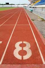 Number 8 on running track