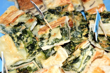 Pastry filled with spinach and ricotta cheese
