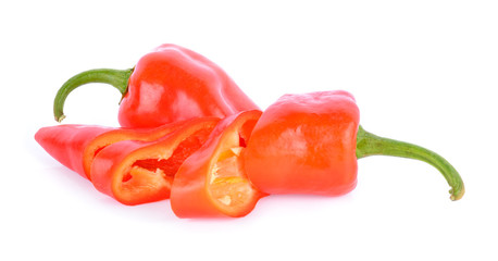 Red chili peppers on white background
