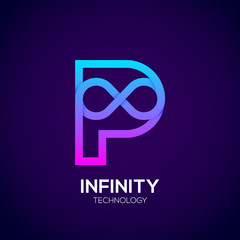 Letter P Colorful Infinity logo,loops,Vector Logo template