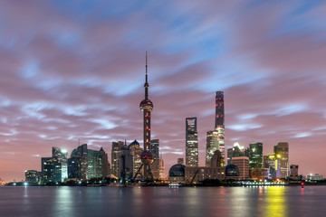 Beautiful shanghai skyline in sunrise