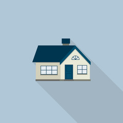House Illustration, Flat House Vector with long shadow