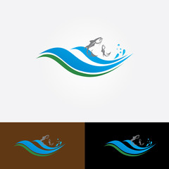 Logo Six Blue Fish Design Icon Symbol