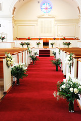 red carpet in church for wedding ceremony