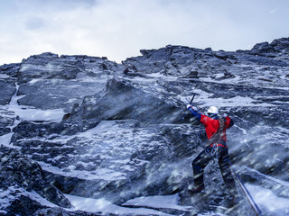 Extreme climbing is his adrenaline . Mixed media