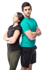 Fototapeta na wymiar Couple in sporty outfit working out