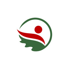 Green Move Success People Icon Logo Vector