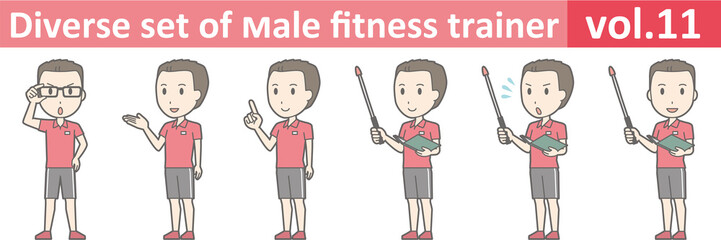 Diverse set of male fitness trainer, EPS10 vol.11