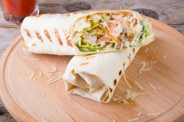 Chicken burrito with cheese