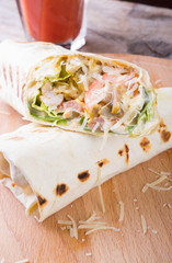 Chicken burrito with cheese