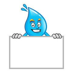 Blank sign, blank paper, white, water mascot, water character, water cartoon vector