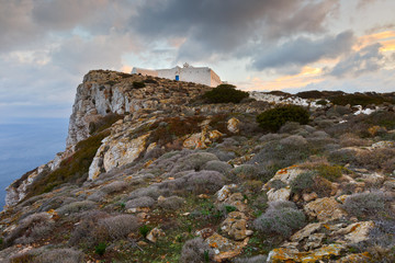 Fototapeta na wymiar Monastery on Sikinos island early in the morning.