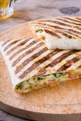 Fajitas on wooden board