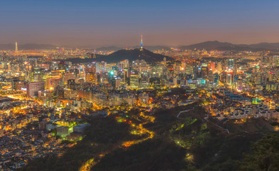 Naklejka premium View the most beautiful in Seoul and the Seoul Tower, South Korea.