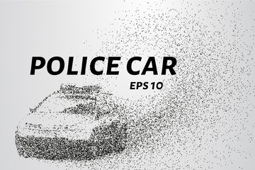 Fototapeta na wymiar The police of the particles. Police car consists of circles and points. Vector illustration.