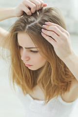 Woman with problematic hair 
