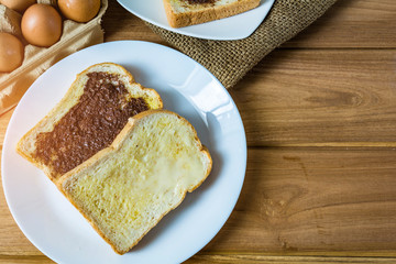 Breakfast bread butter and chocolate