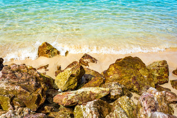 Blue sea and a moving reflection of sunlight