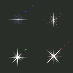 Obraz premium Set of sparkle lights. Glowing light effect in different colors for decoration. Vector illustration