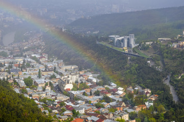 Tbilisi aerial cityscape view in Tbilisi, the capital of Georgia