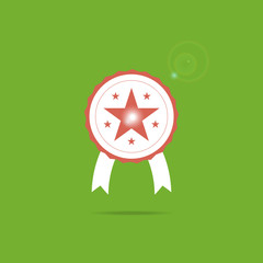 Award icon, symbol with star inside and sparkle. Vector illustration