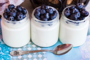 Three jar homemade yogurt with berries