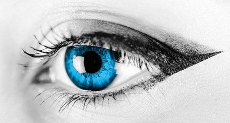 Black And White Woman Blue Eye