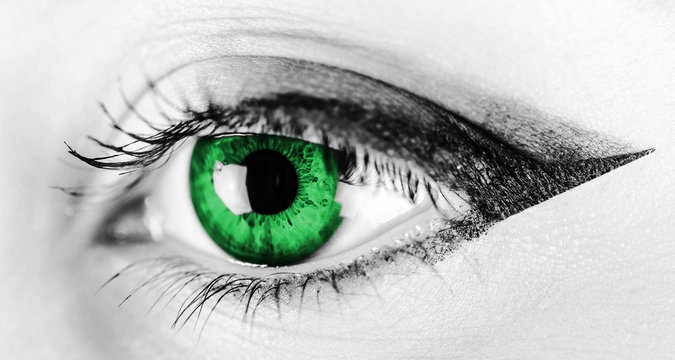 Black And White Woman Green Eye