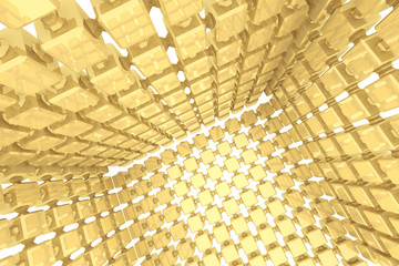 Abstract geometric background with golden cubes