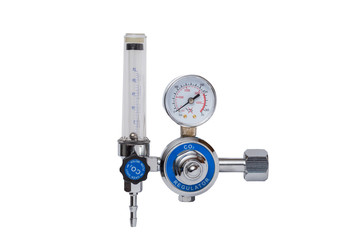 Carbon dioxide - CO2 regulator gauge isolated on a white background