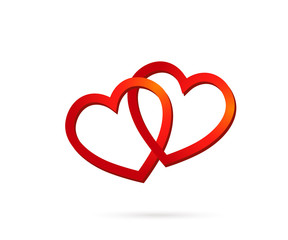 Love Hearts. two hearts connected. vector symbol concept for valentine , couple. Vector EPS 10