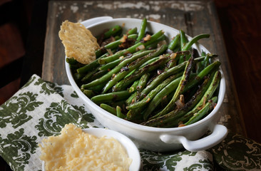 Blistered Green Beans with Parmesan Crisps