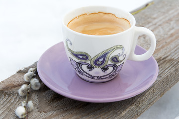 coffee cup on the wood