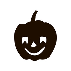 Pumpkin silhouette icon of the day halloween isolated on white background