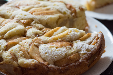 apple charlotte cake closeup