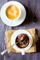brownie in a cup and cup of coffee