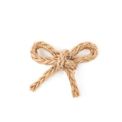 Linen rope bow knot isolated