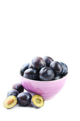 Tasty and ripe plums isolated on a white