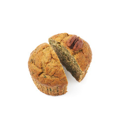 Pecan nut muffin cut in half