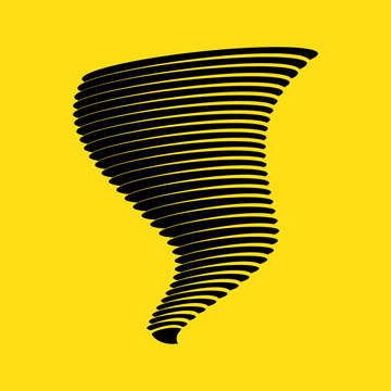 Tornado symbol isolated on yellow background