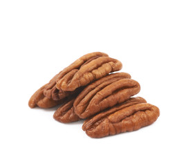 Pile of pecan nuts isolated