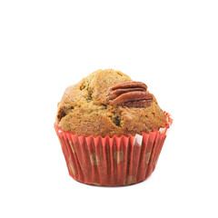 Pecan nut cupcake isolated