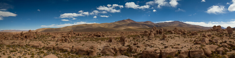 Fototapeta premium Panorama of lava flows in the Atacama desert